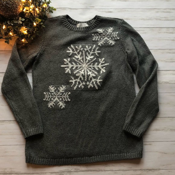 Christopher & Banks Sweaters - Holiday Cozy Christmas Sweater Snowflake Soft Gray